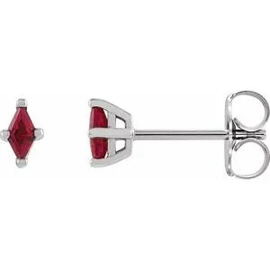 14K White 4x2 mm Lab-Grown Ruby Earrings