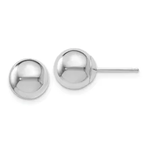 14k White Gold 8mm Ball Post Earrings