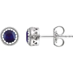 14k White Gold Blue Sapphire "September" Birthstone Earrings