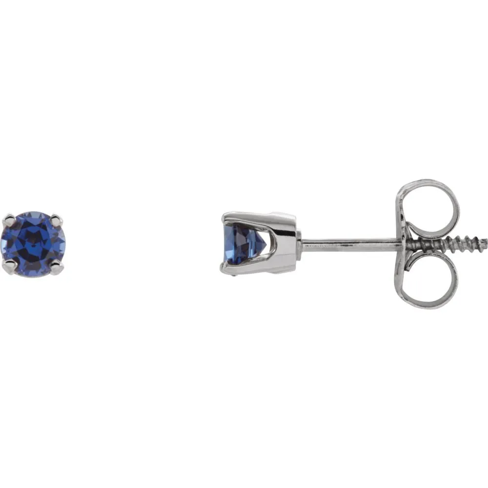 14k White Gold Genuine Ruby Youth Earrings