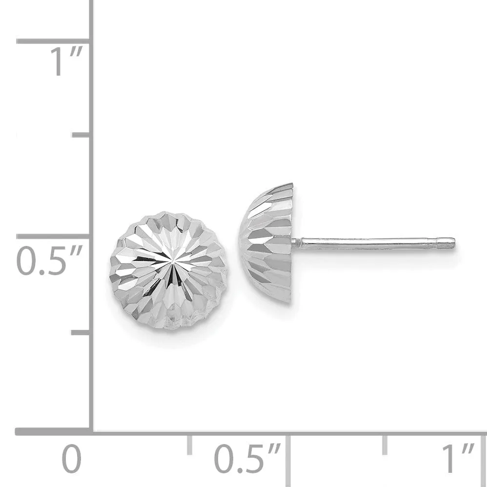 14k White Gold Polished D-C Half Ball Earrings