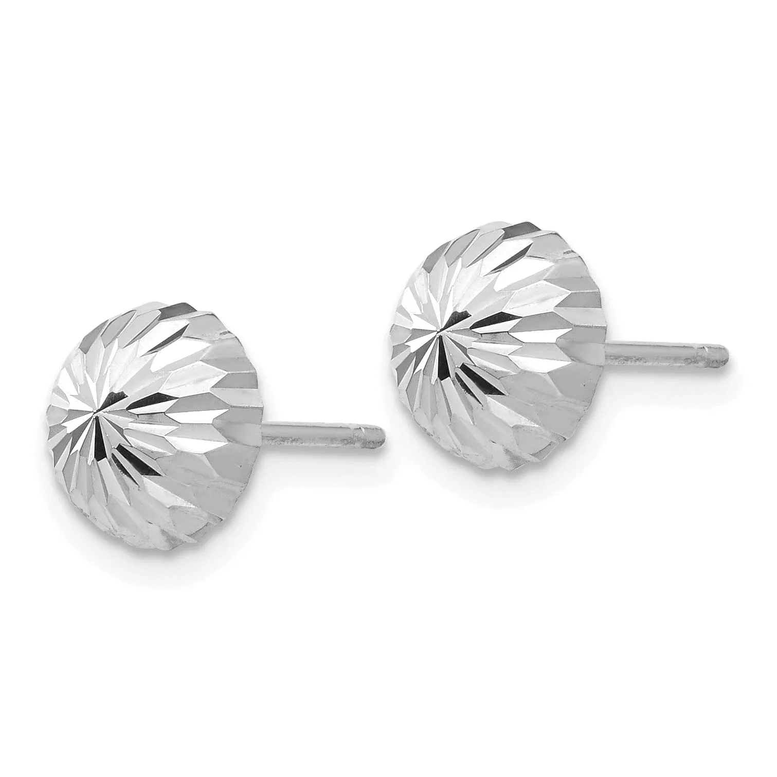 14k White Gold Polished D-C Half Ball Earrings