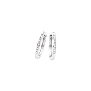 14K White Gold Princess Diamond Slender Hoop Earrings 1/2 Cttw