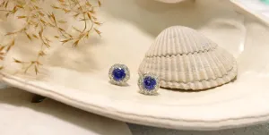 14k White Gold Round .35ct Sapphire Stud Earrings