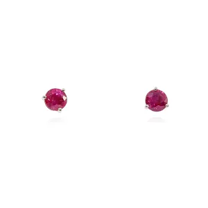 14K WHITE GOLD ROUND RUBY STUD EARRINGS 239-01889