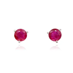 14K WHITE GOLD RUBY STUD EARRINGS 239-02021