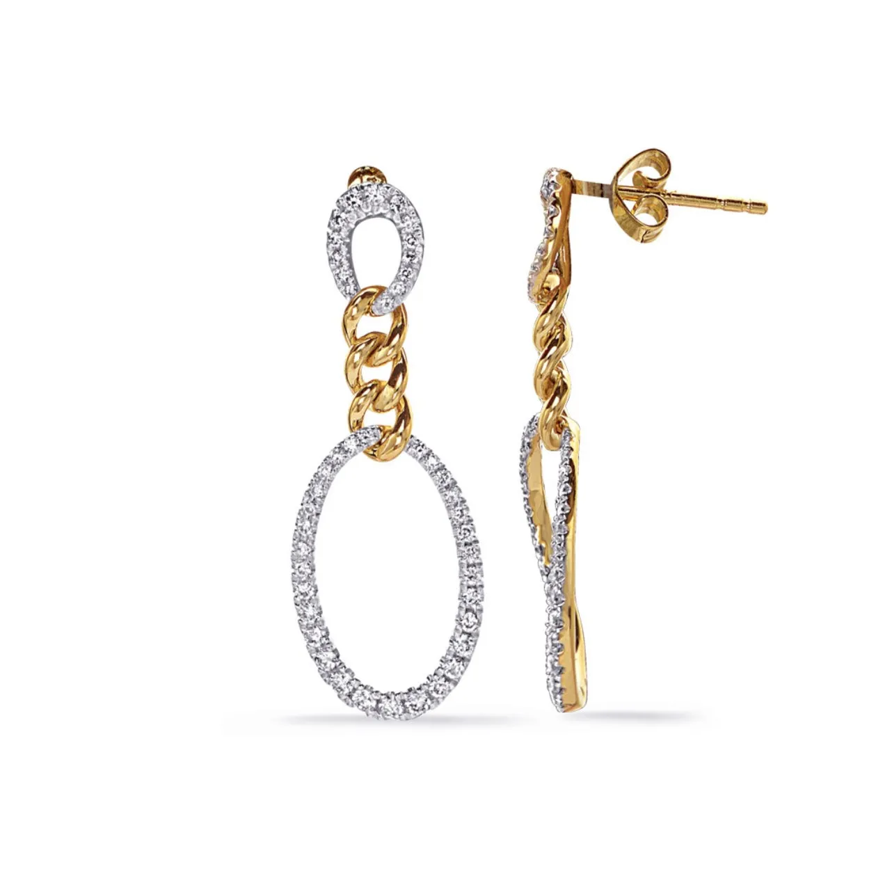 14K White Gold Trendsetting Drop Earrings
