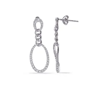 14K White Gold Trendsetting Drop Earrings