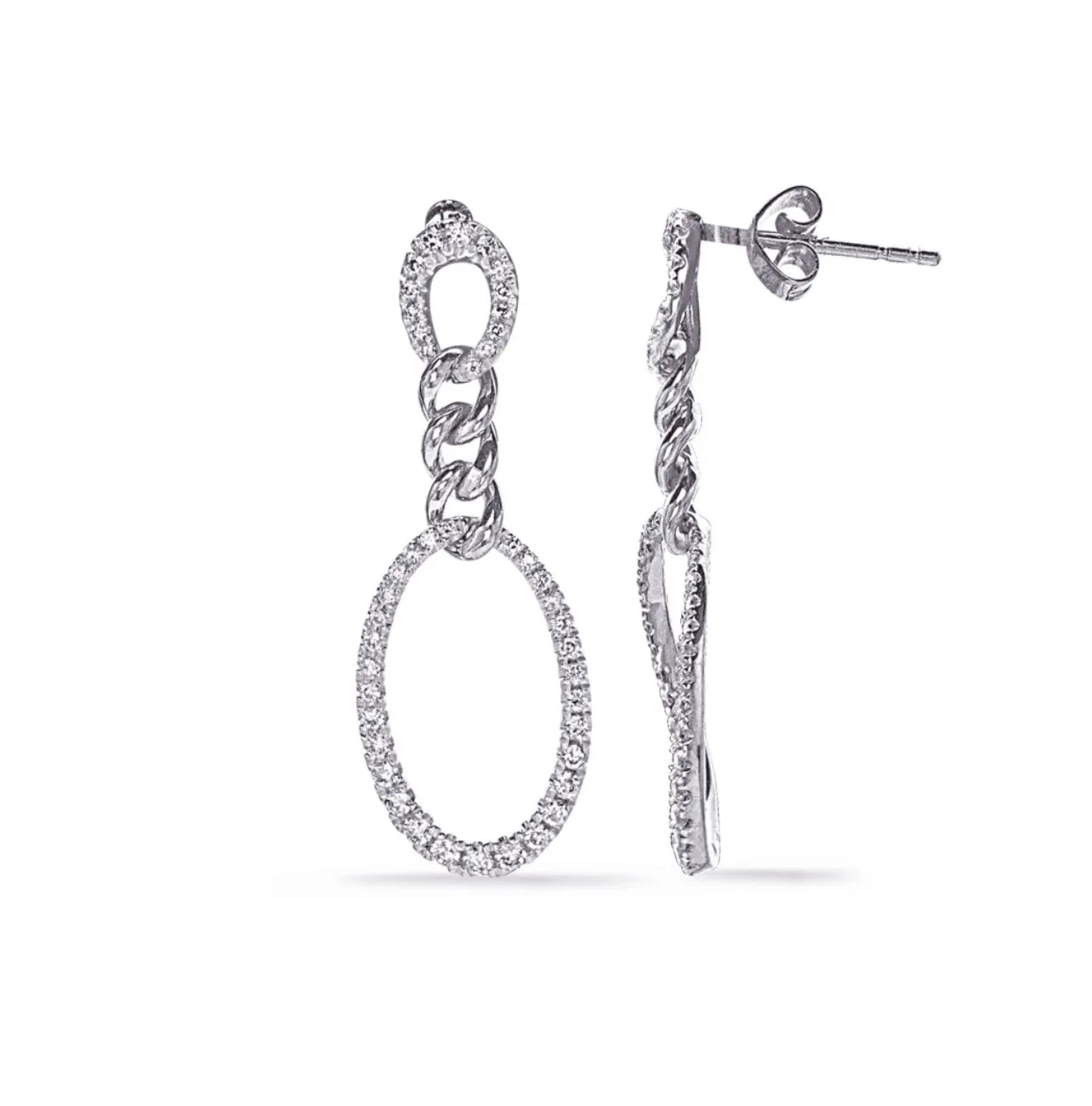 14K White Gold Trendsetting Drop Earrings