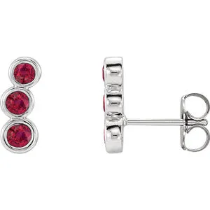 14K White Ruby Ear Climbers