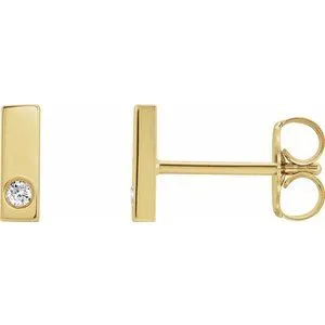 14K Yellow .03 CTW Diamond Bar Earring