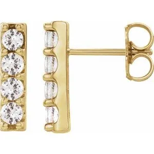 14K Yellow 1/2 CTW Lab-Grown Diamond Bar Earrings