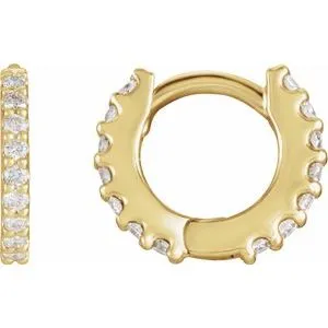 14K Yellow 1/3 CTW Diamond Hinged 12.6 mm Hoop Earrings