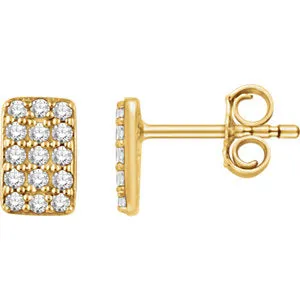 14K Yellow 1/5 CTW Diamond Cluster Earrings