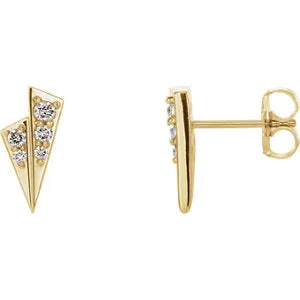 14K Yellow 1/6 CTW Diamond Geometric Earrings