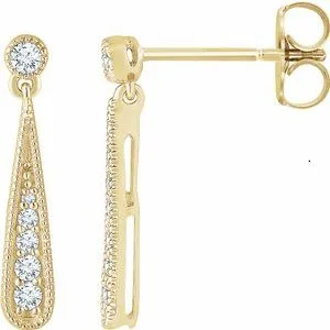 14K Yellow 1/6 CTW Diamond Teardrop Earrings