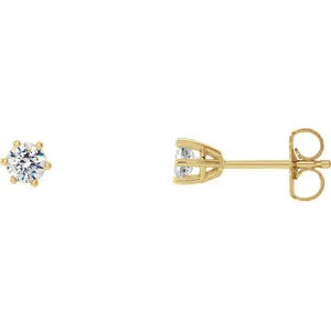 14K Yellow 3 mm SI2-SI3 1/5 CTW Diamond 6-Prong Wire Basket Earrings