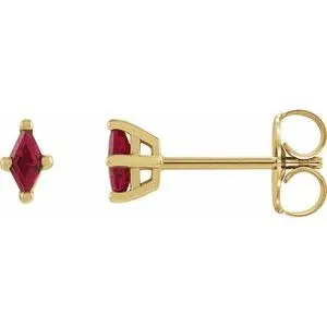14K Yellow 4x2 mm Lab-Grown Ruby Earrings