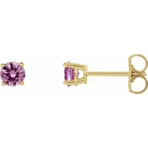 14K Yellow 5 mm Natural Pink Sapphire Stud Earrings