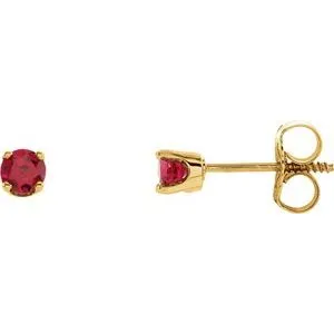 14K Yellow Chatham® Lab-Created Ruby Earrings