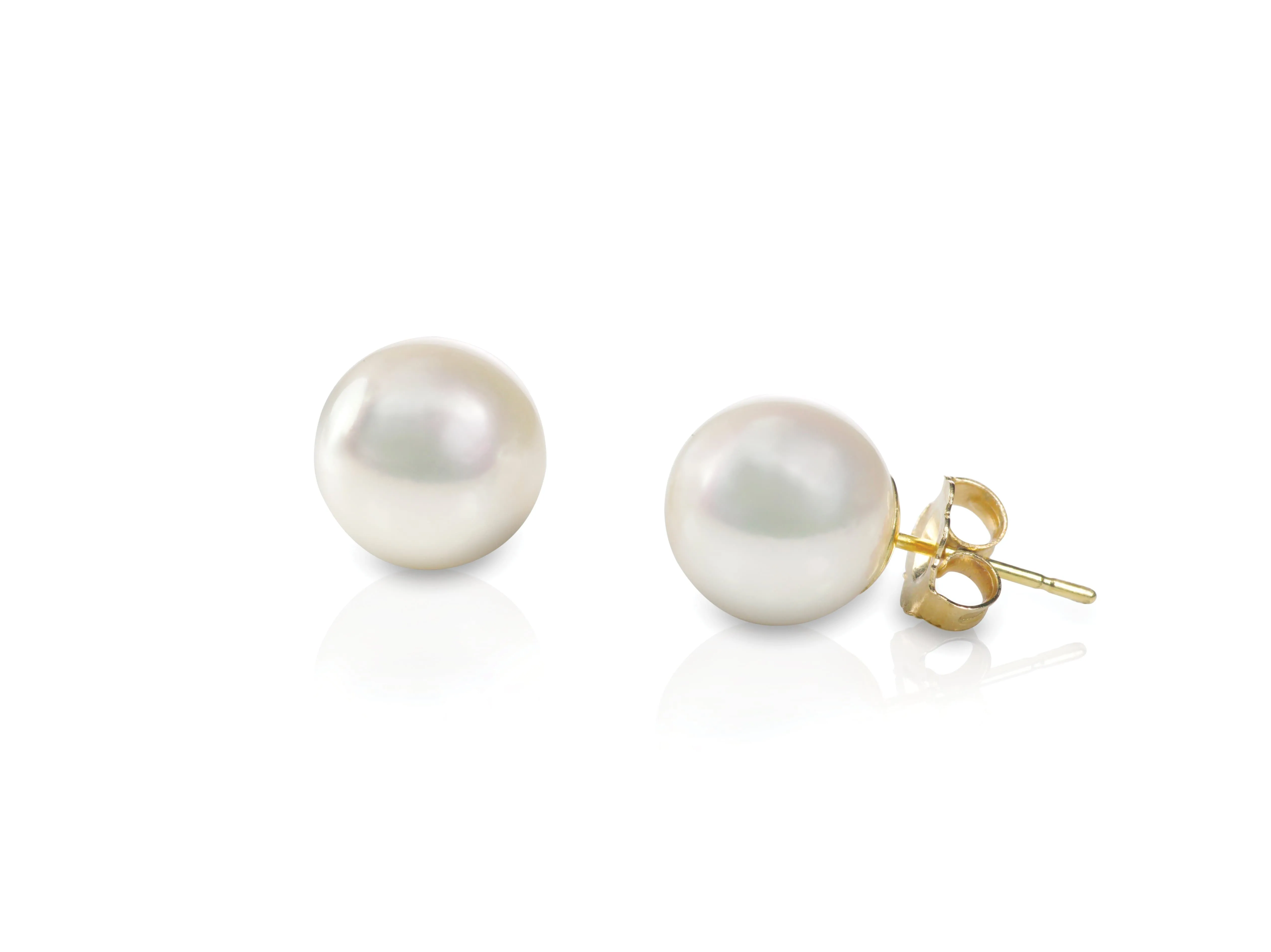 14K Yellow Gold 6.25mm Aa Cultured Pearl Earrings