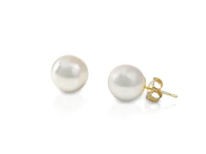 14K Yellow Gold 6.25mm Aa Cultured Pearl Earrings