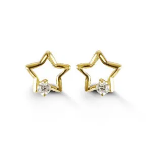 14K Yellow Gold Baby Star CZ Earrings