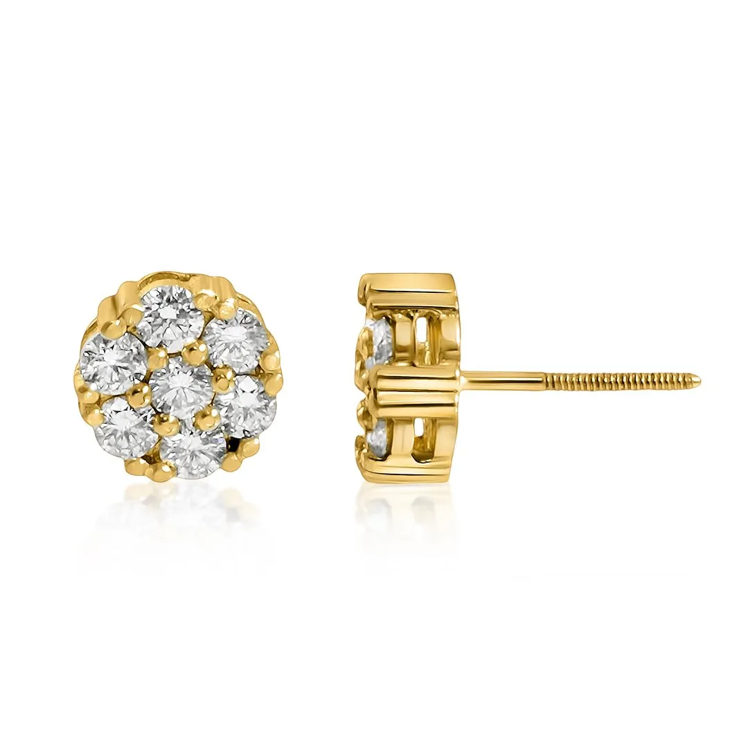 14k Yellow Gold Diamond Earrings 3.50 Ctw