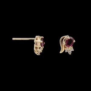 14K Yellow Gold Estate Ruby and Diamond Earrings
