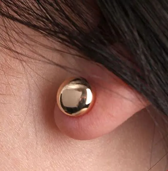 14K Yellow Gold Flat Button Ball Earring from 3mm to 10mm
