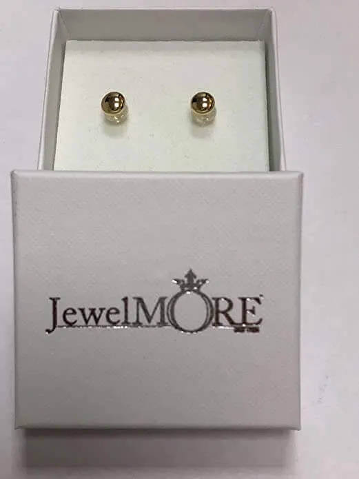 14K Yellow Gold Flat Button Ball Earring from 3mm to 10mm