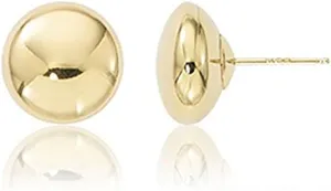 14K Yellow Gold Flat Button Ball Earring from 3mm to 10mm
