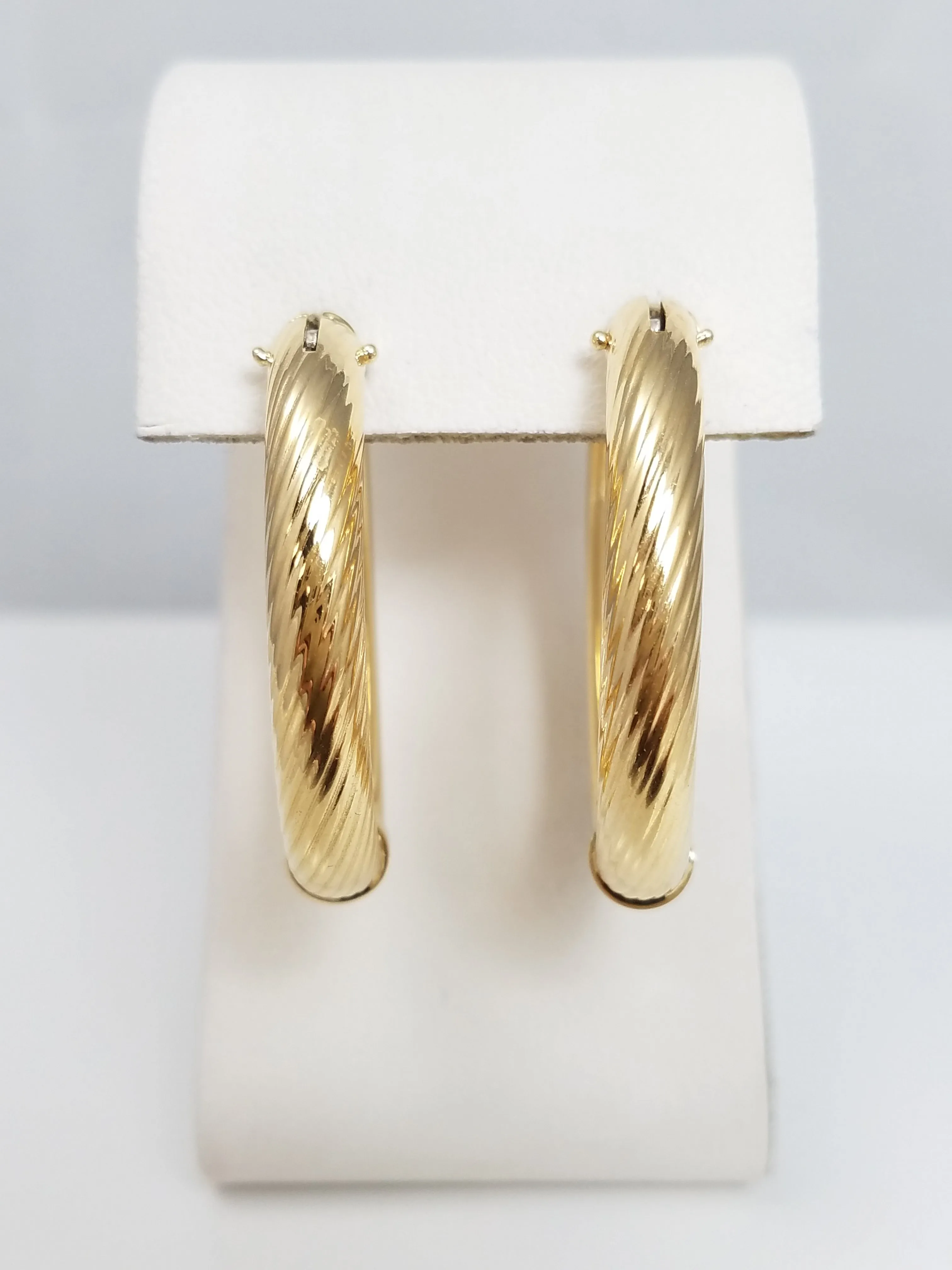 14k Yellow Gold Hollow Chunky Hoops