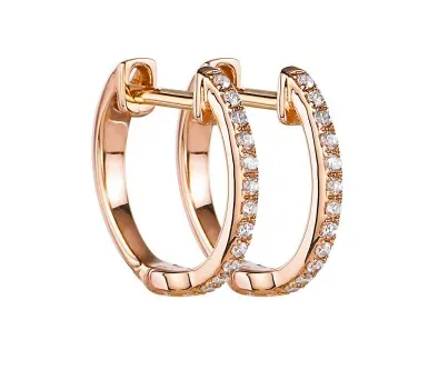 14K Yellow Gold Micro Diamond Huggie Earrings