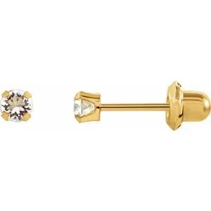 14K Yellow Imitation Sapphire Inverness® Piercing Earrings