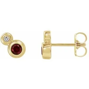 14K Yellow Mozambique Garnet & .03 CTW Diamond Earrings