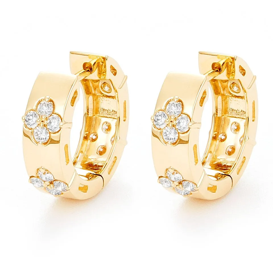 14K Yellow Natural Diamond Huggie Earrings