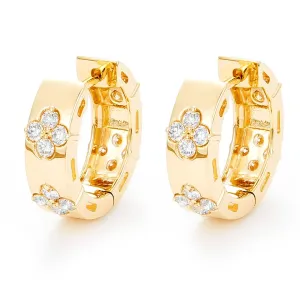 14K Yellow Natural Diamond Huggie Earrings