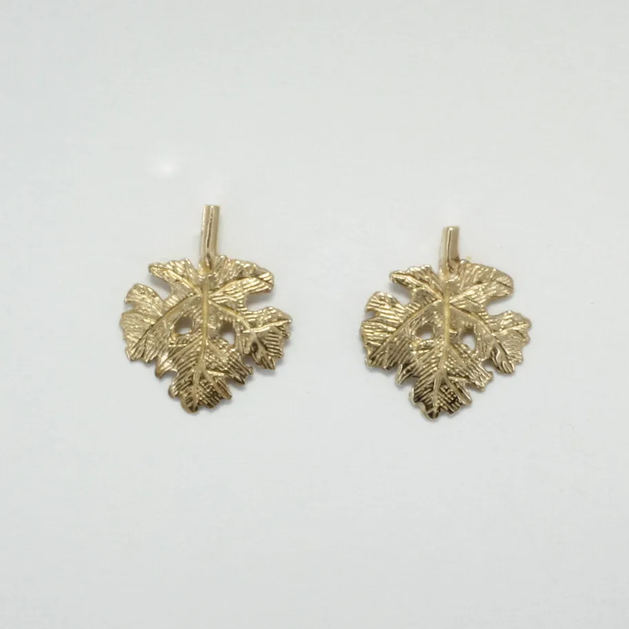14kt Gold Grape Leaves Cabernet leaf stud earrings