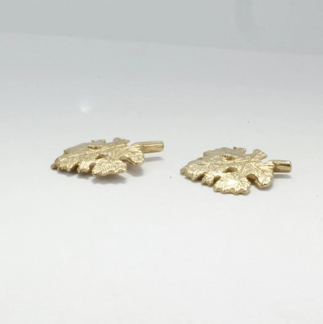 14kt Gold Grape Leaves Cabernet leaf stud earrings