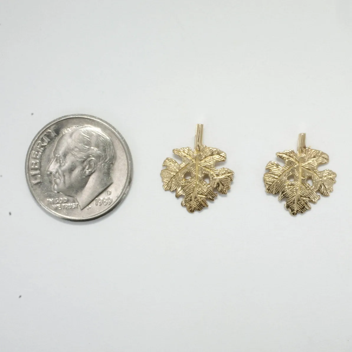 14kt Gold Grape Leaves Cabernet leaf stud earrings