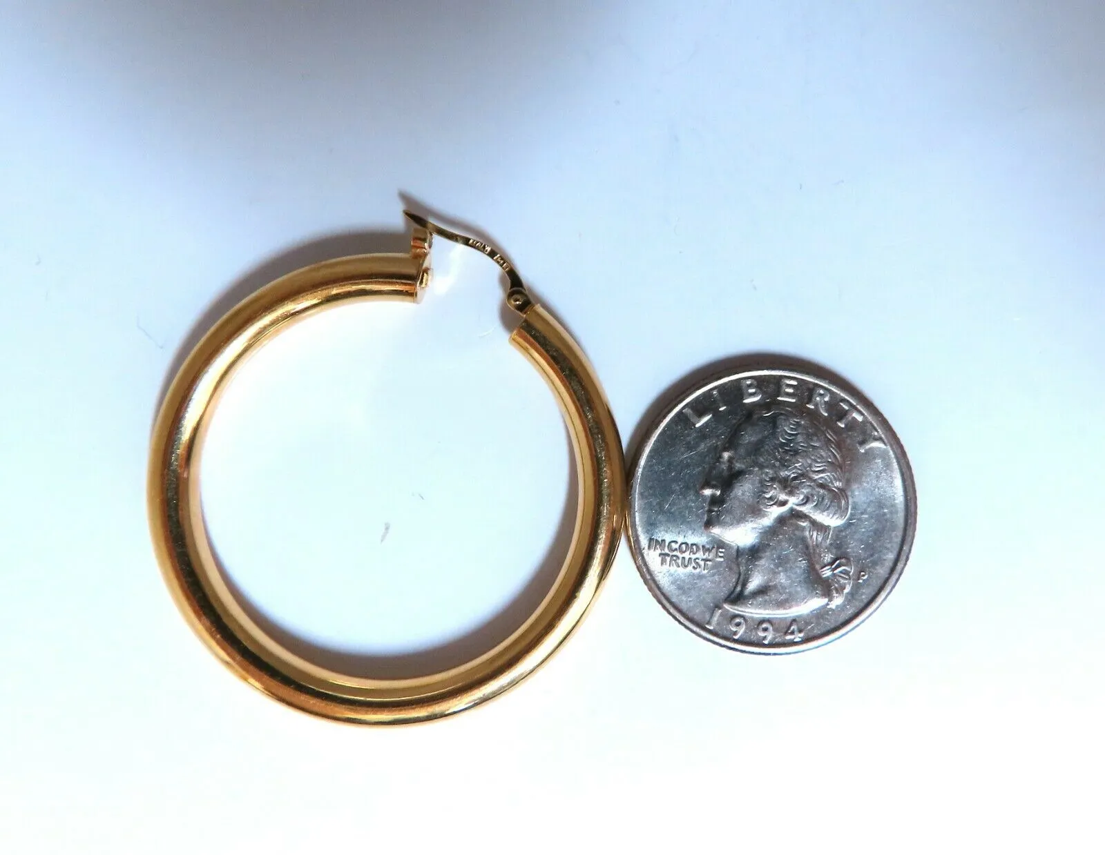 14Kt Gold Hoop Earrings Tubular Plain