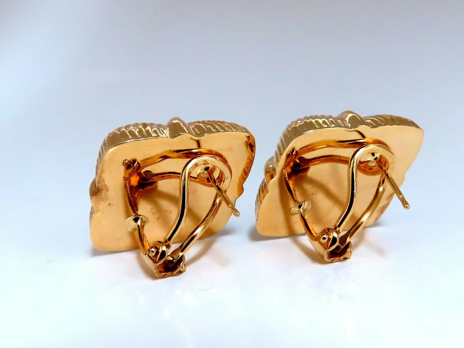 14kt Gold Textured Clip Earrings & Omega