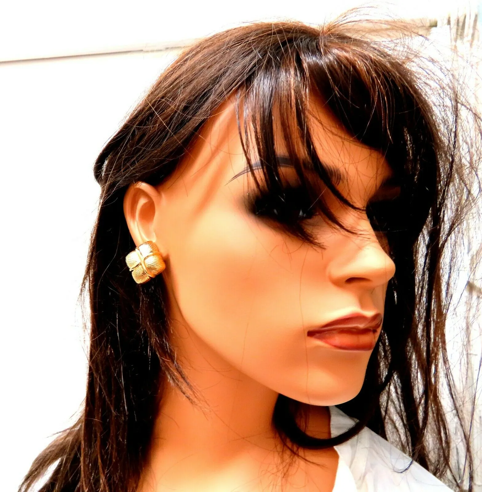 14kt Gold Textured Clip Earrings & Omega