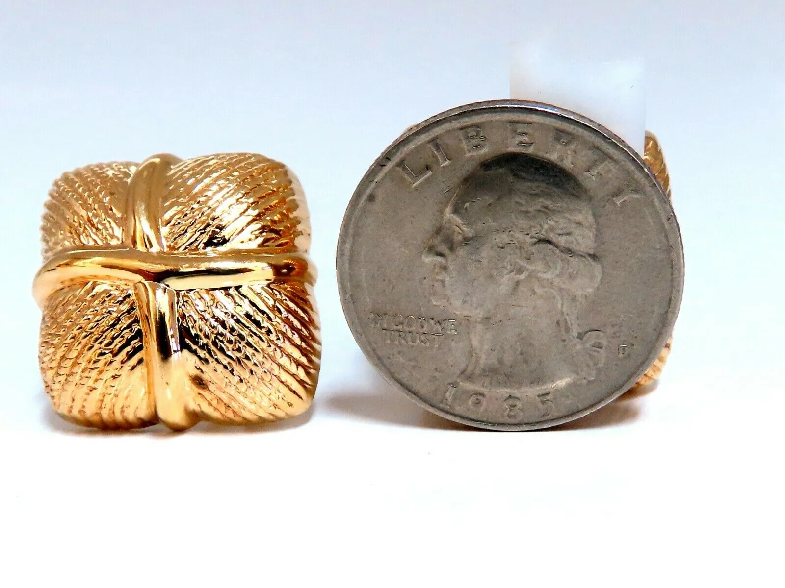 14kt Gold Textured Clip Earrings & Omega