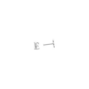 14kt White Gold CZ Initial E Stud Earrings