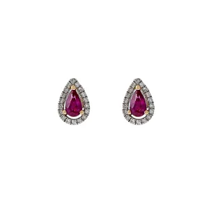 14KT White Gold Ruby And Diamond Earrings