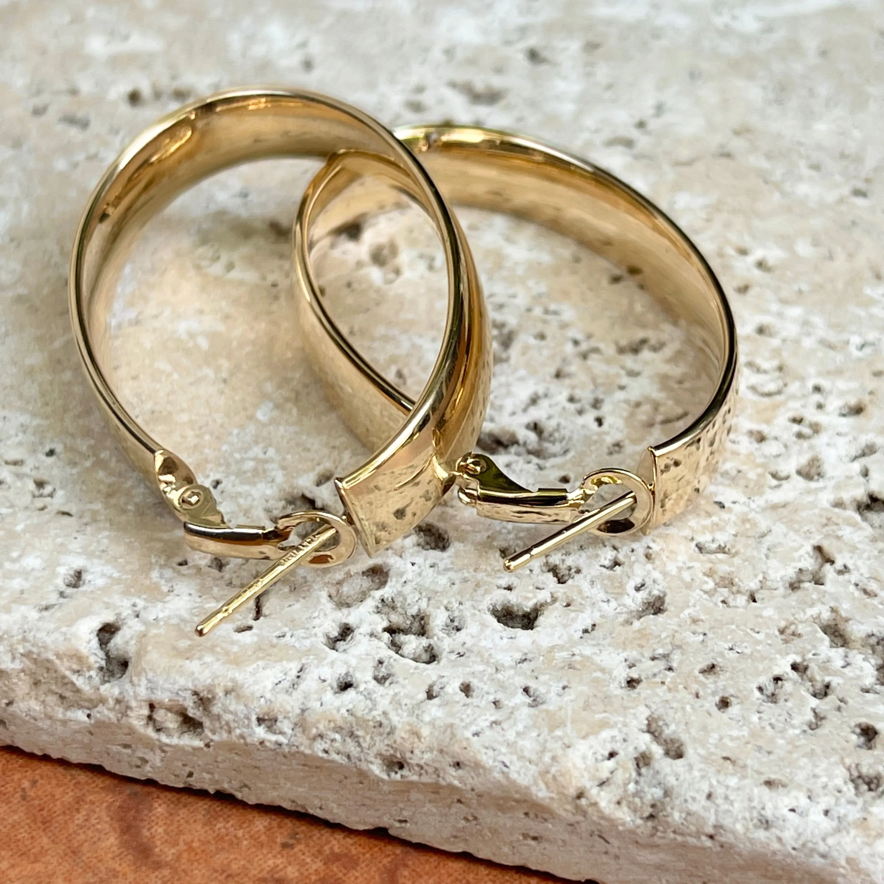 14KT Yellow Gold 7mm Oval Large Hoop Earrings 43mm