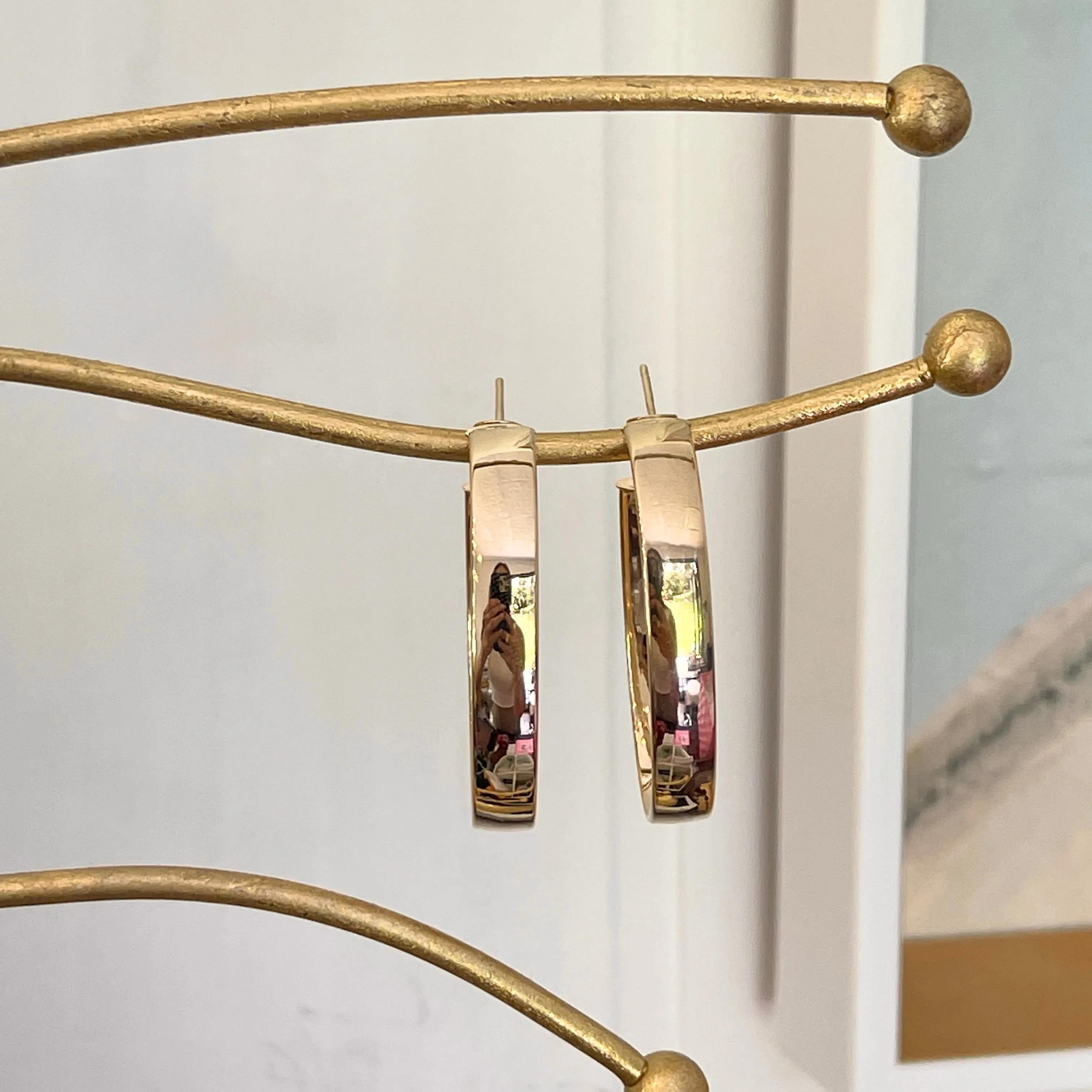 14KT Yellow Gold 7mm Oval Large Hoop Earrings 43mm