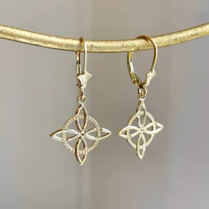 14KT Yellow Gold Celtic Eternity Knot Lever Back Earrings